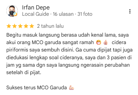 Ulasan Google Maps Garuda Massage oleh Irfan Depe