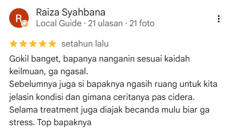 Ulasan Google Maps Garuda Massage oleh Raiza Syahbana