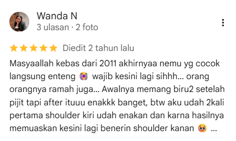 Ulasan Google Maps Garuda Massage oleh Wanda N